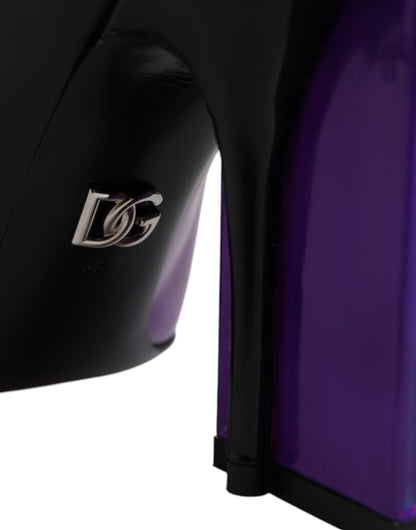 Dolce & Gabbana Purple Black Pointed Ankle Boots