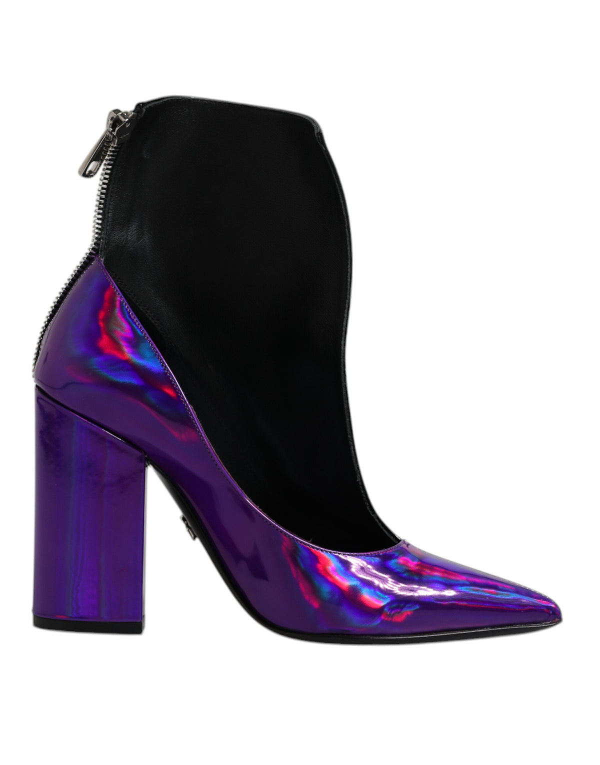Dolce & Gabbana Purple Black Pointed Ankle Boots