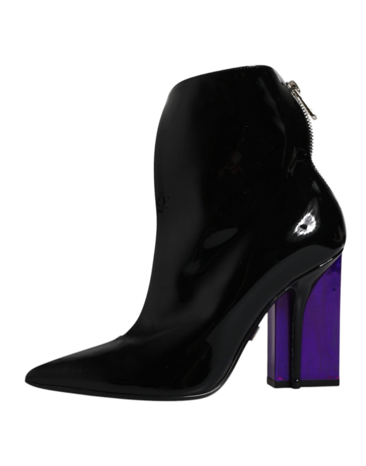 Dolce & Gabbana Purple Black Pointed Ankle Boots