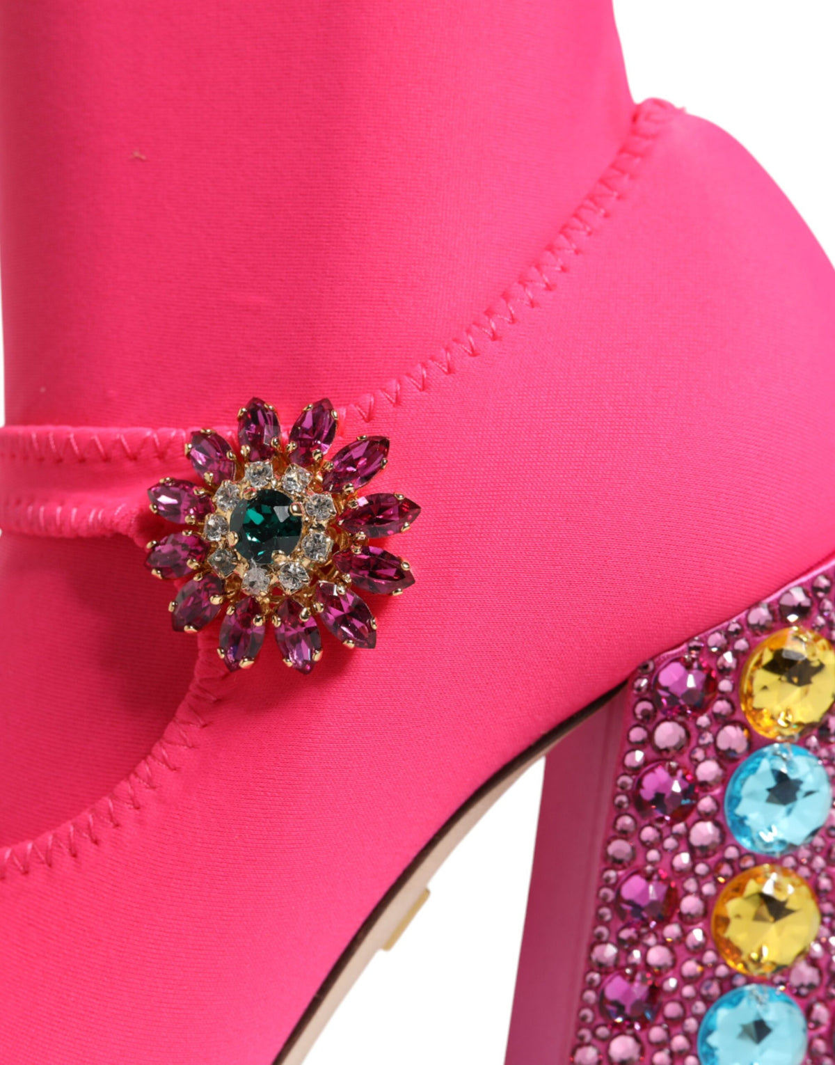 Dolce & Gabbana Pink Nylon Crystal Vally High Boots