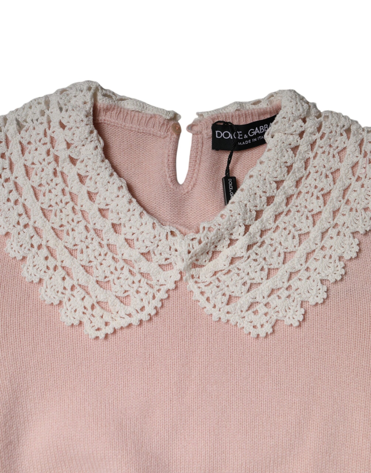 Pink Cashmere Collar Knitted Long Sleeves Top