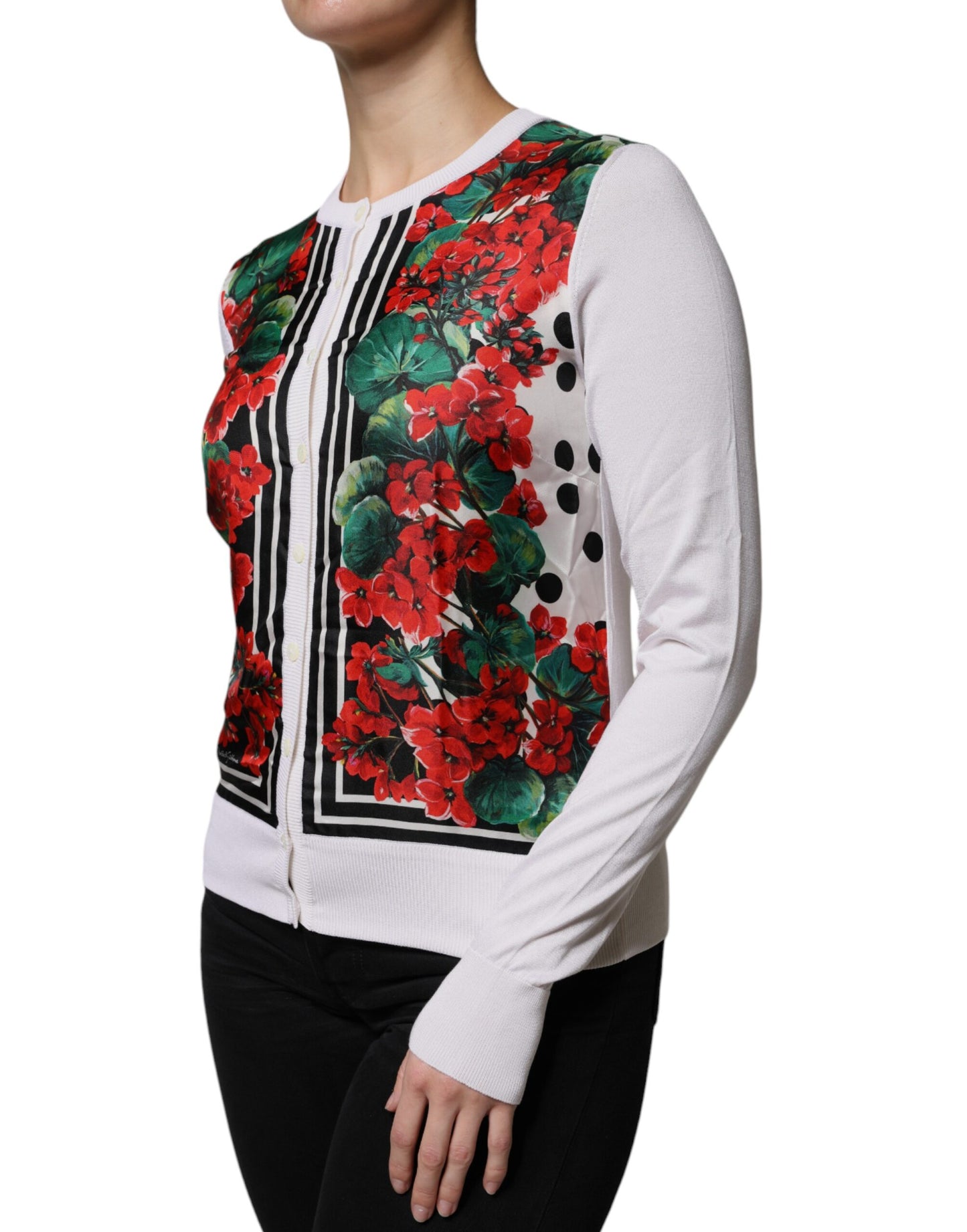 White Geranium Long Sleeves Cardigan Sweater