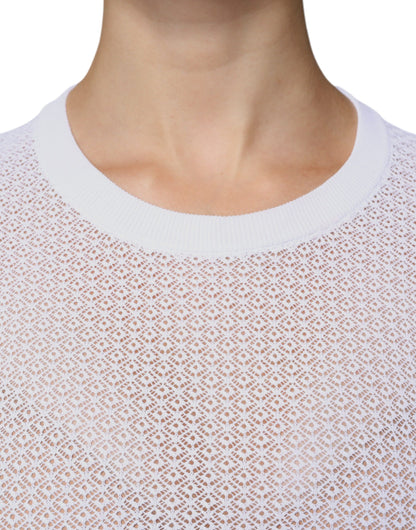 White Mesh See Through Long Sleeves Top