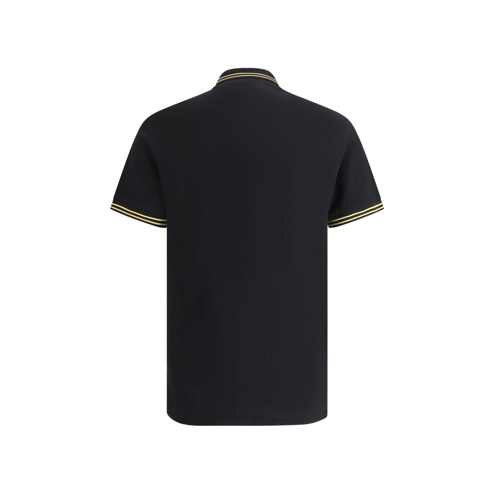 Versace Black Cotton Polo Shirt – Timeless Elegance with a Luxurious Touch