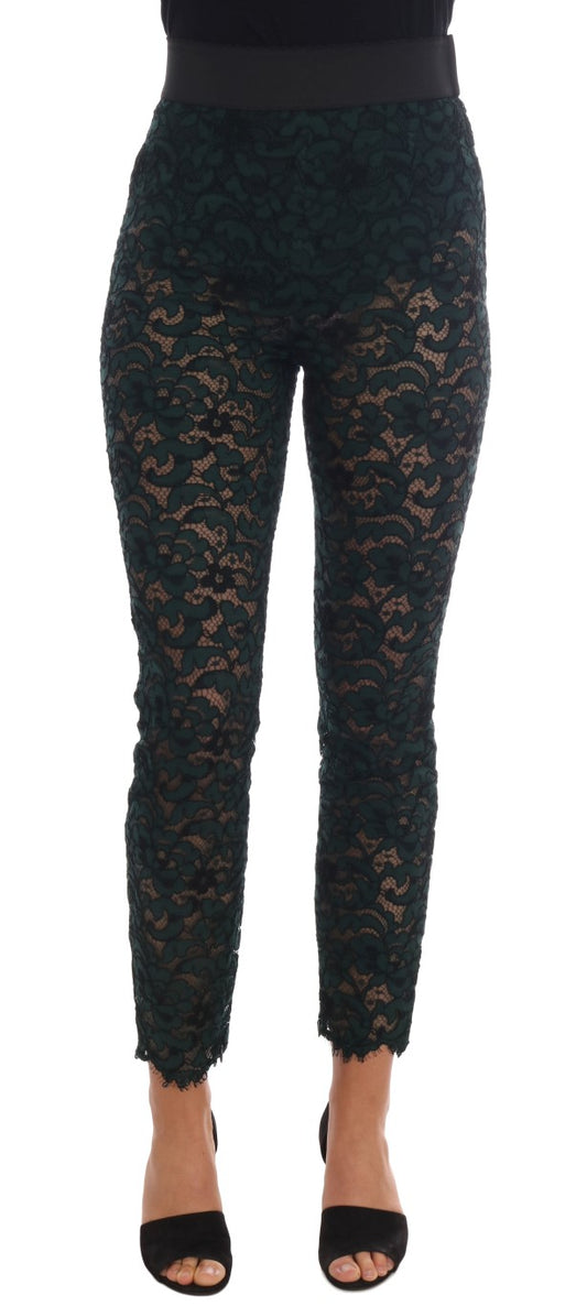  - High Waist Floral Lace Slim Trousers