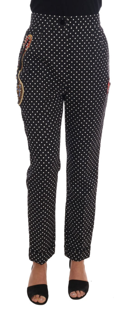  - Elegant Polka Dot Embellished Trousers