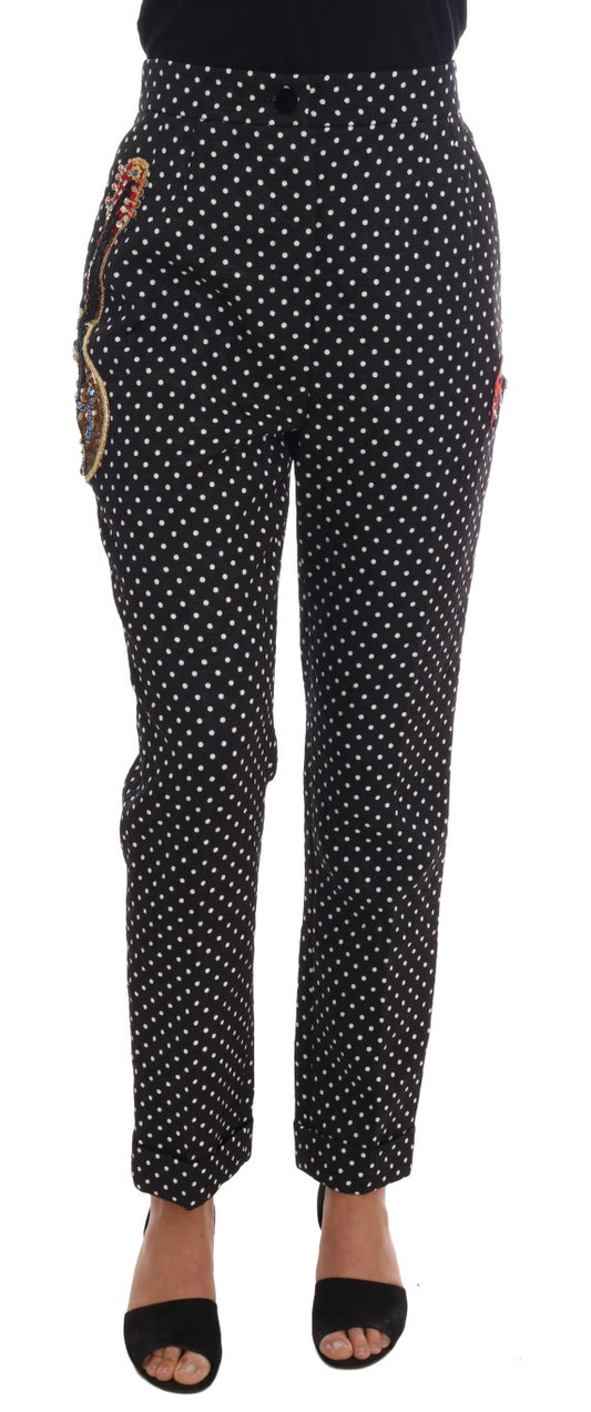  - Elegant Polka Dot Embellished Trousers