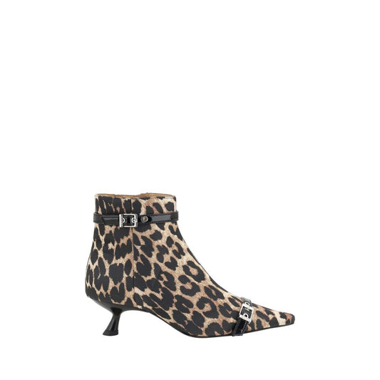 Ganni Eyelets Ankle Boots - Chic Leopard Print Elegance