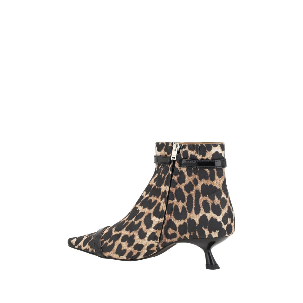 Leopard-Print Kitten-Heel Ankle Boots