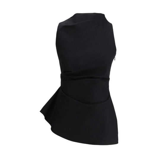 Alexander McQueen - Black Draped Asymmetrical Top