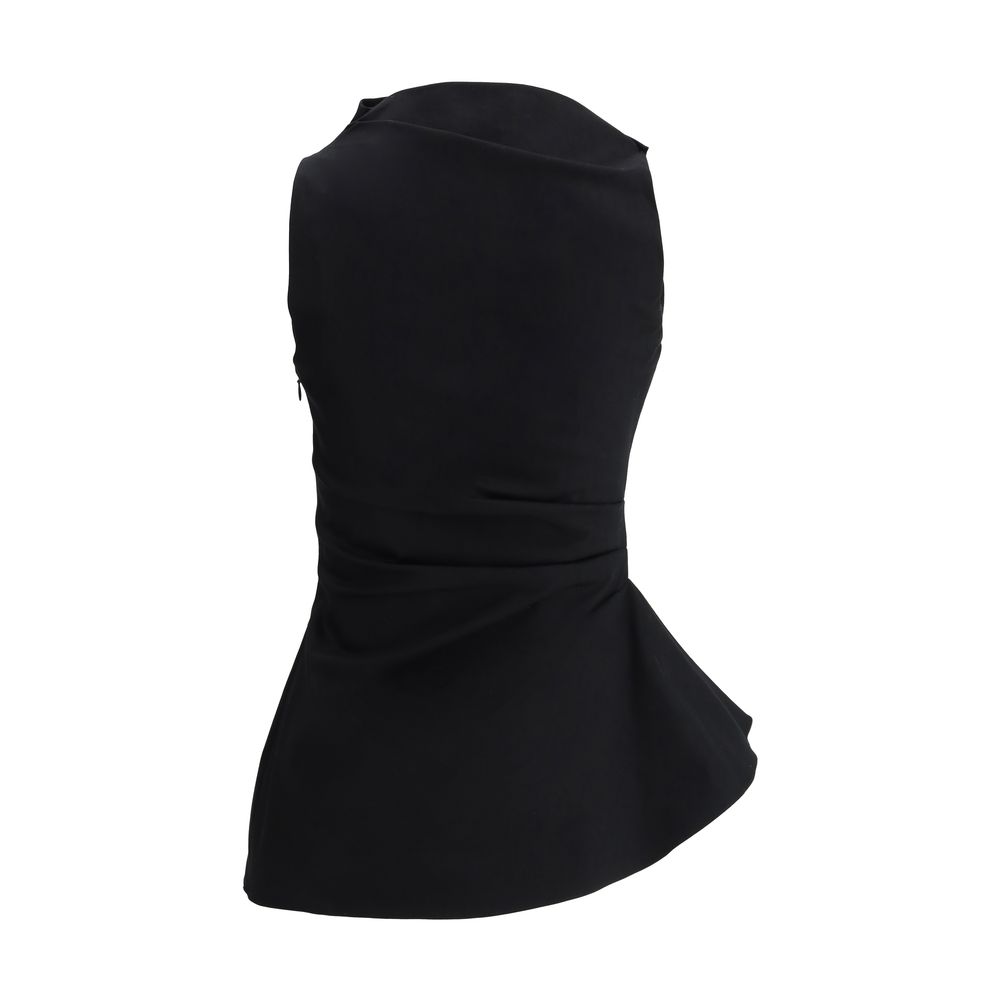 Alexander McQueen - Black Draped Asymmetrical Top