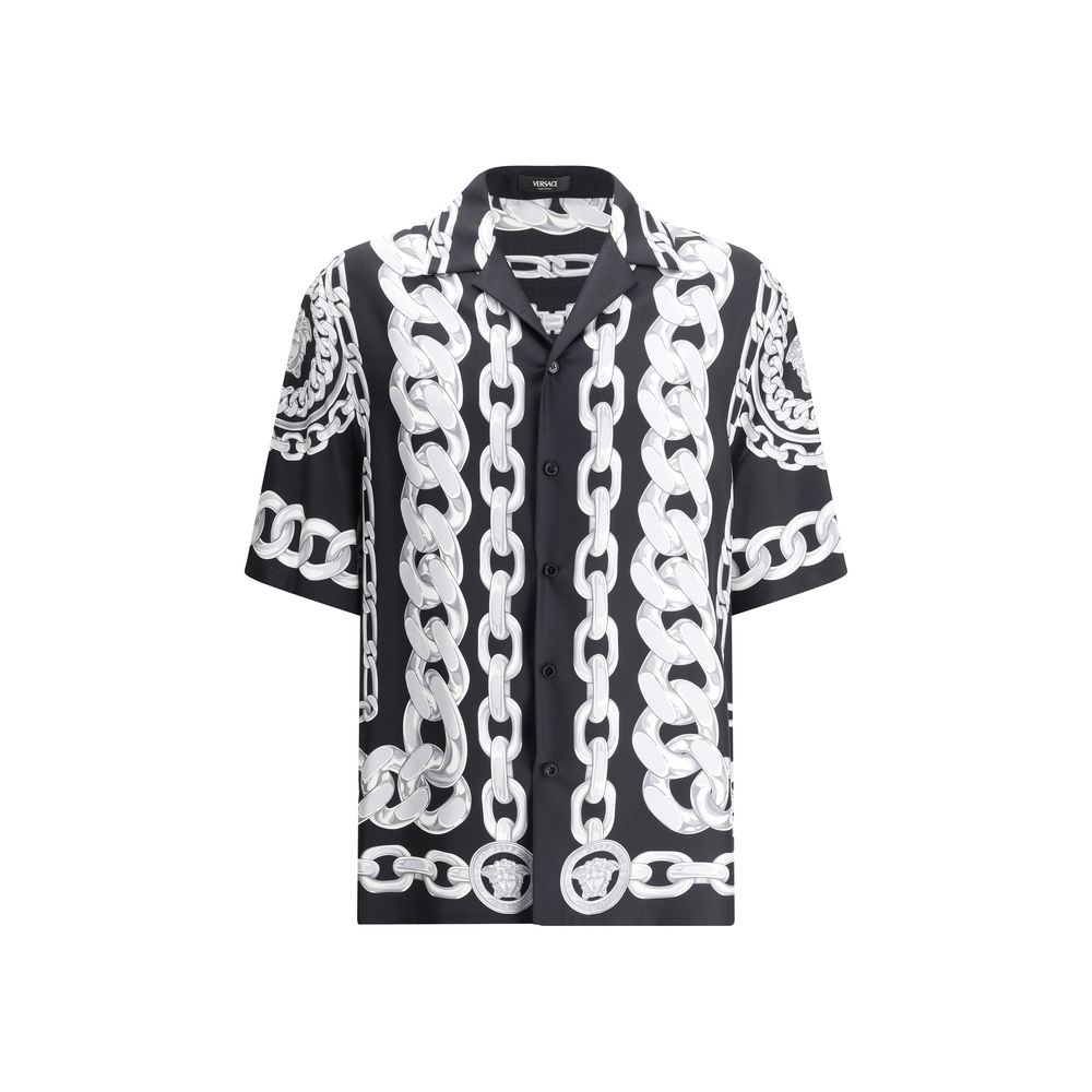 Versace Black & White Medusa Silk Shirt