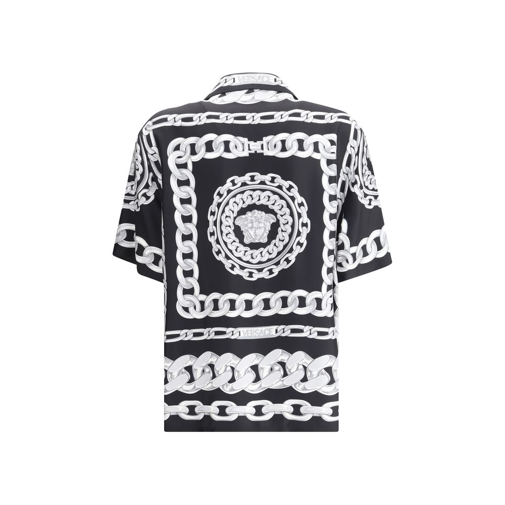 Versace Black & White Medusa Silk Shirt