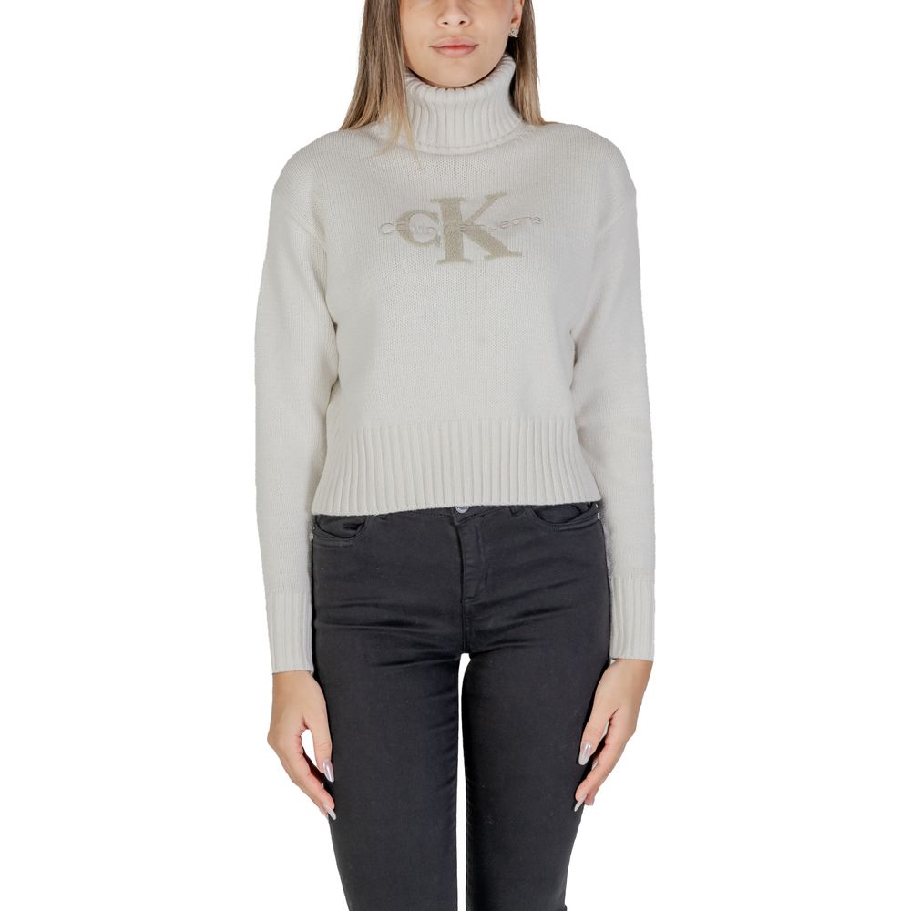 Calvin Klein Jeans Cream Cotton Sweater for Women