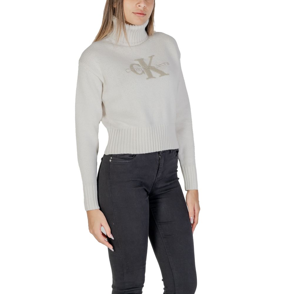 Calvin Klein Jeans Cream Cotton Sweater for Women