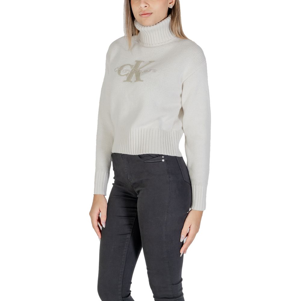 Calvin Klein Jeans Cream Cotton Sweater for Women