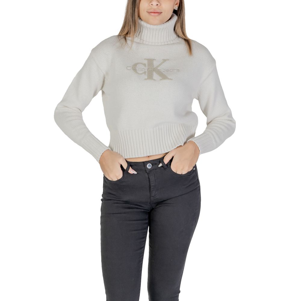 Calvin Klein Jeans Cream Cotton Sweater for Women