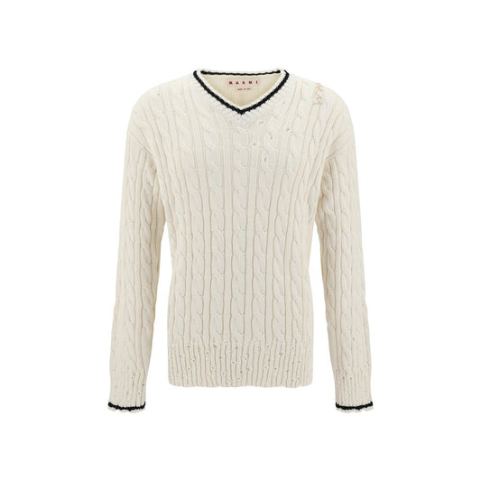 Marni Cream V Neck Sweater