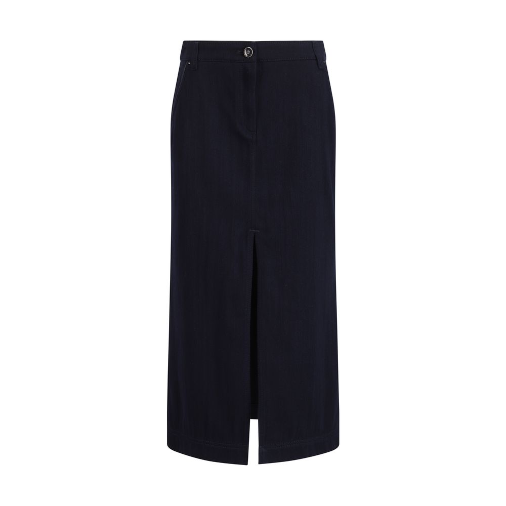 Giorgio Armani Blue Cotton Midi Skirt