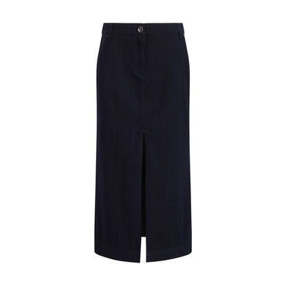Giorgio Armani Blue Cotton Midi Skirt