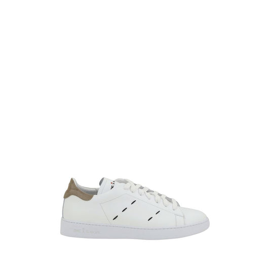 Kiton- Men's White Leather Lace-Up Sneakers