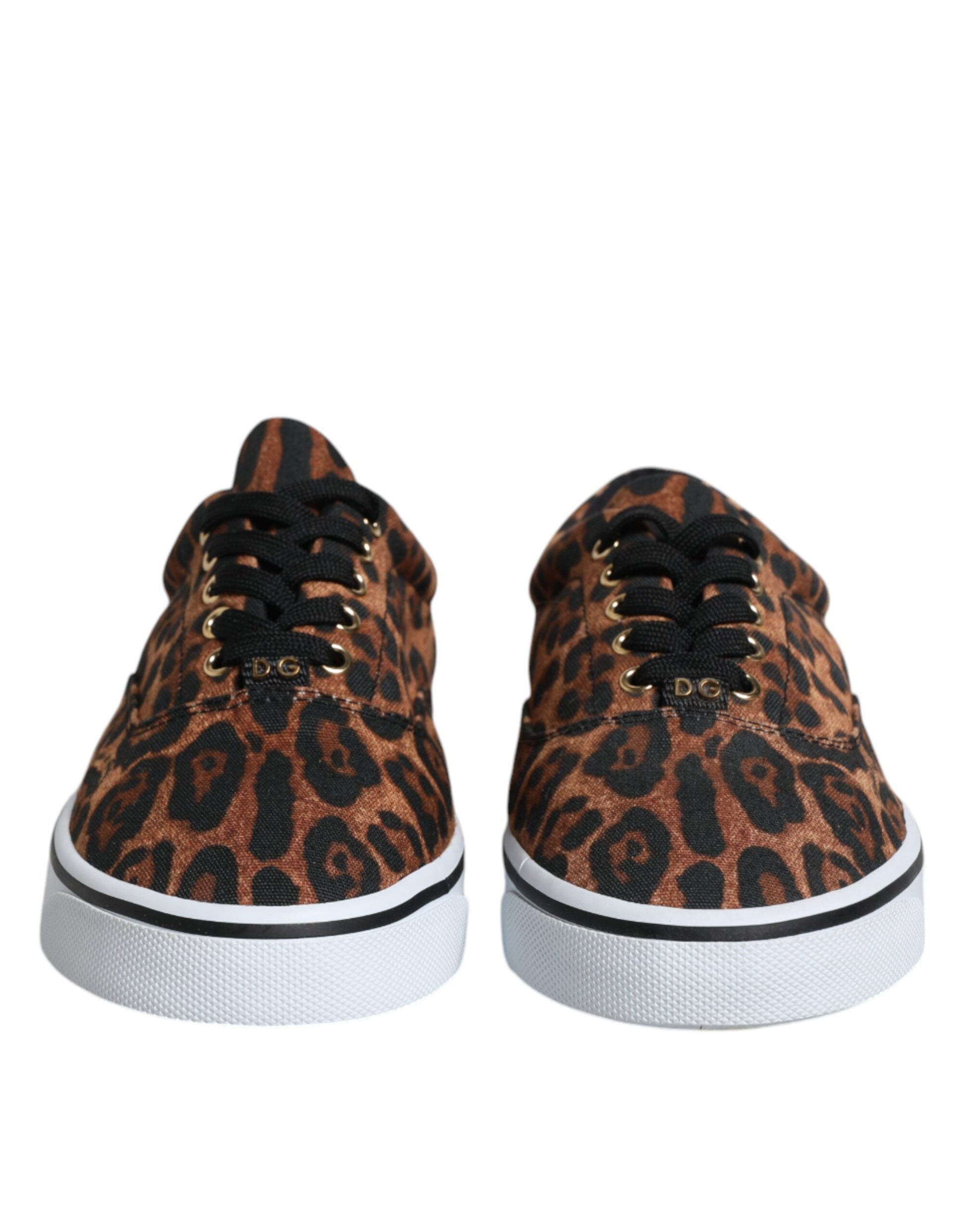 Dolce & Gabbana - Men's Brown Leopard Print Logo Cotton Sneakers