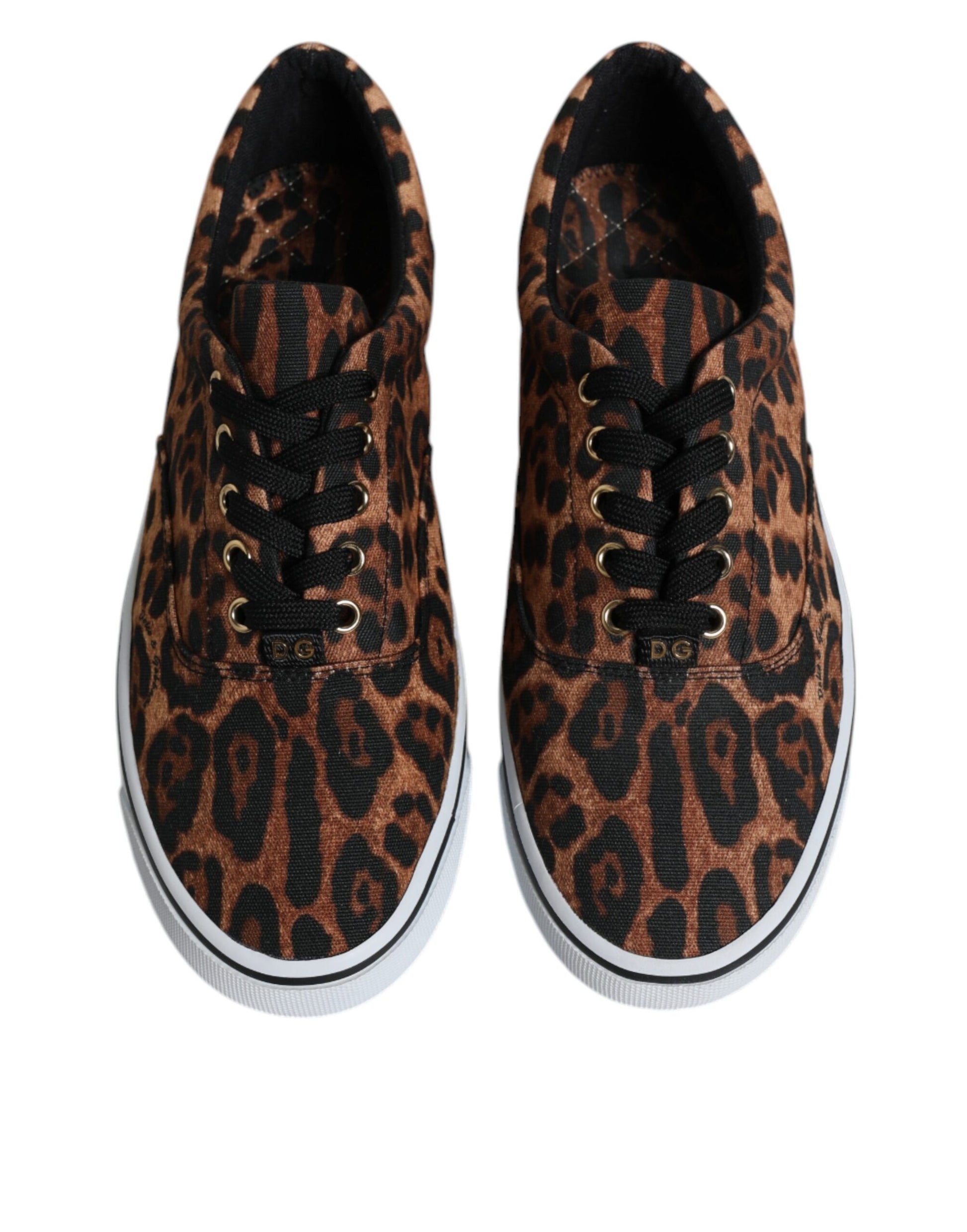 Dolce & Gabbana - Men's Brown Leopard Print Logo Cotton Sneakers