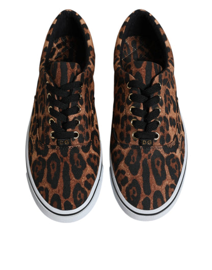  - Dolce & Gabbana - Men's Brown Leopard Print Logo Cotton Sneakers