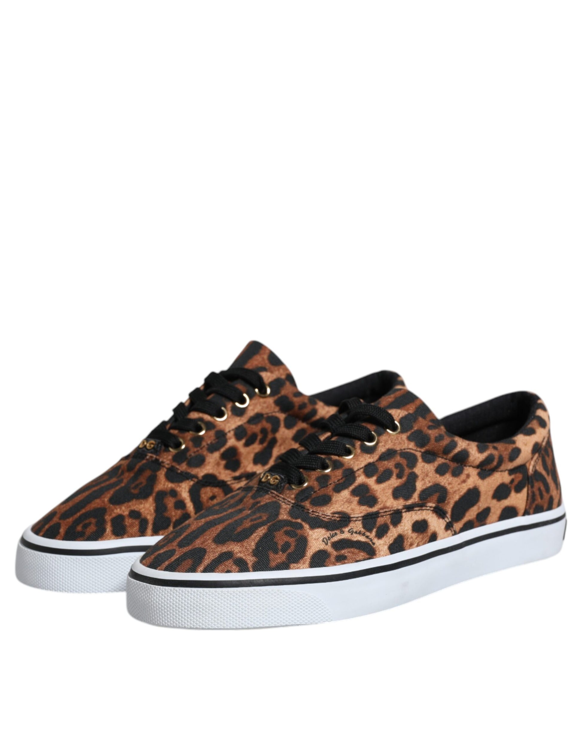 Dolce & Gabbana - Men's Brown Leopard Print Logo Cotton Sneakers
