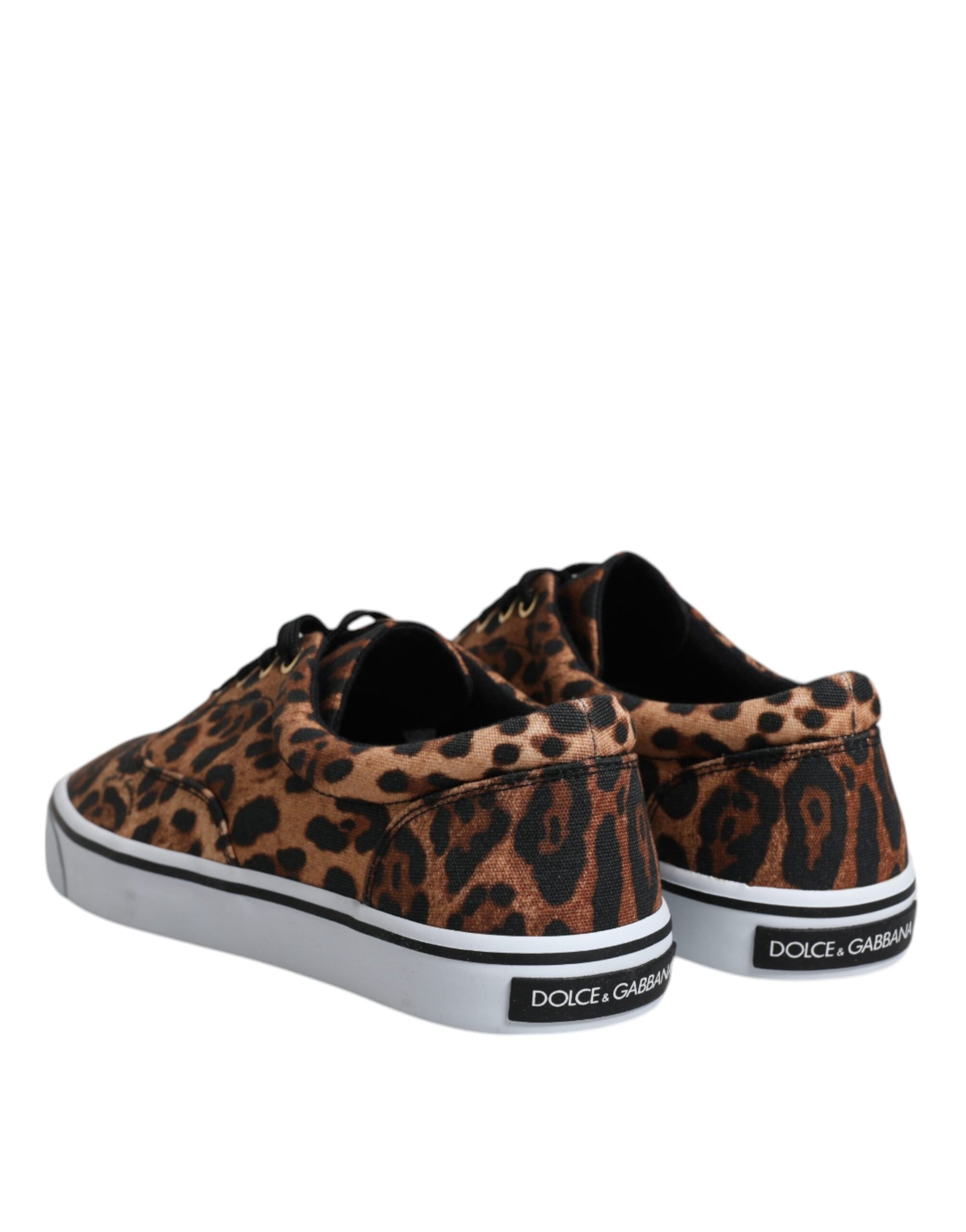 Dolce & Gabbana - Men's Brown Leopard Print Logo Cotton Sneakers