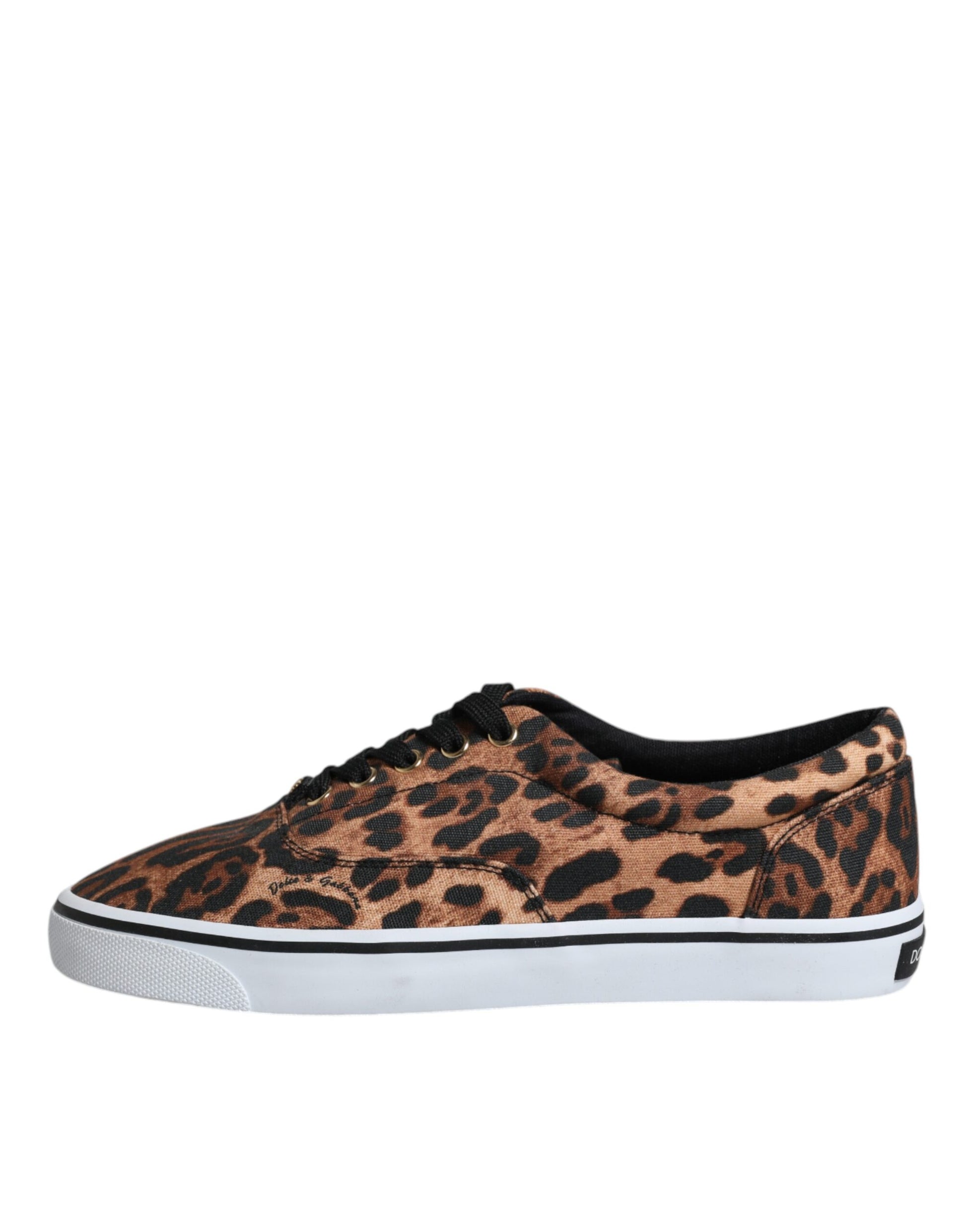 Dolce & Gabbana - Men's Brown Leopard Print Logo Cotton Sneakers