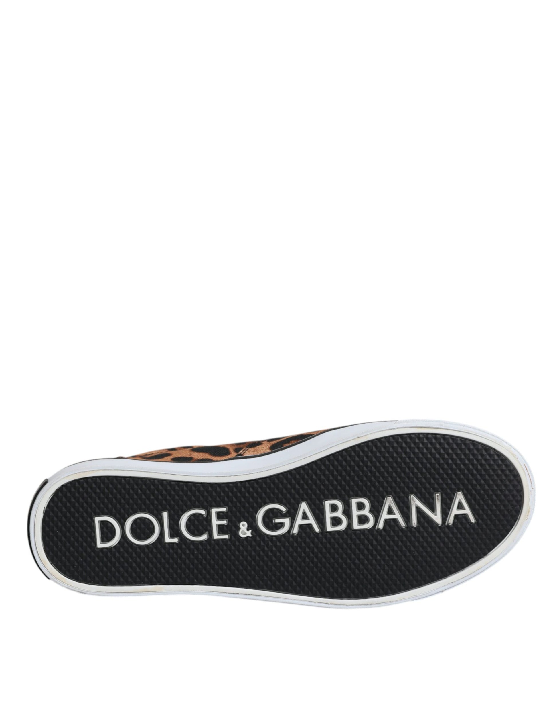 Dolce & Gabbana - Men's Brown Leopard Print Logo Cotton Sneakers