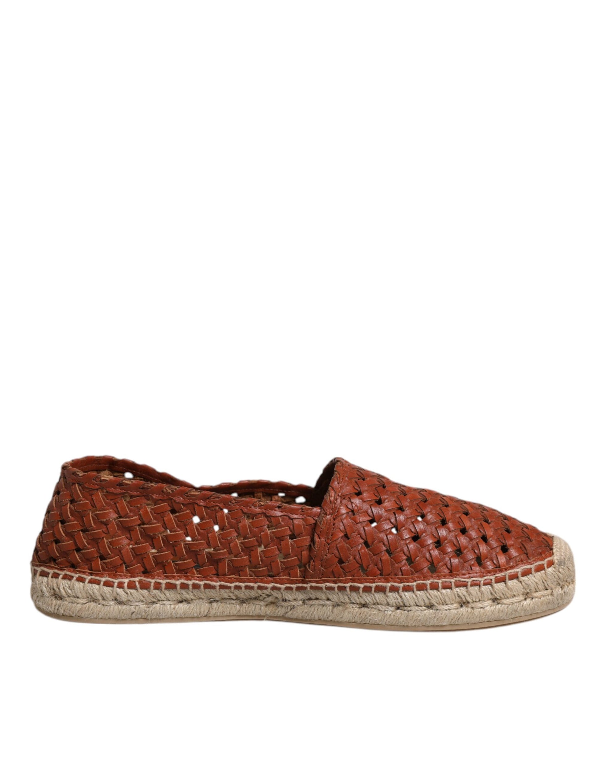 Dolce & Gabbana Maroon Woven Leather Men's Espadrille Shoes