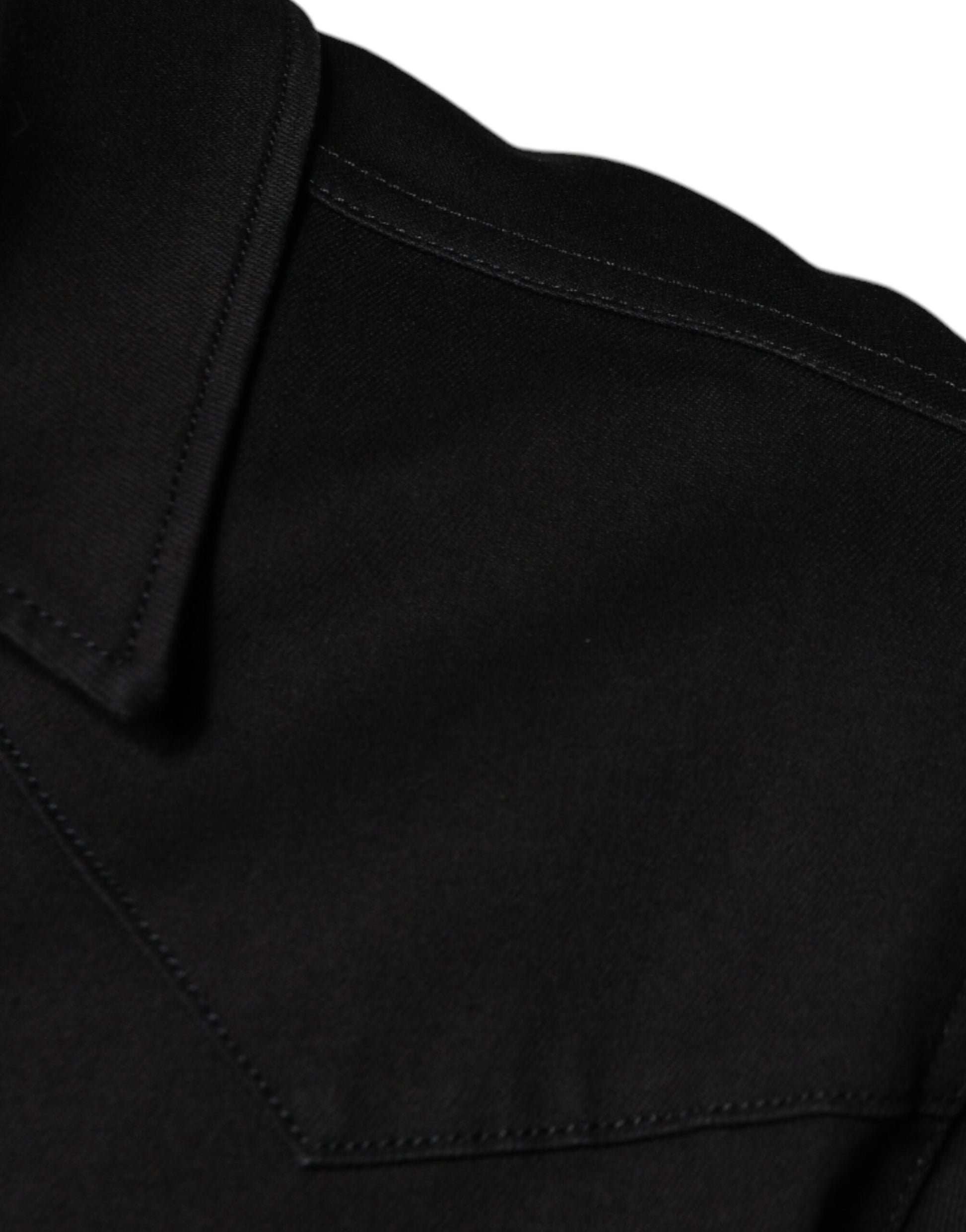 Dolce & Gabbana - Men's Black Cotton Collared Button-Down Shirt