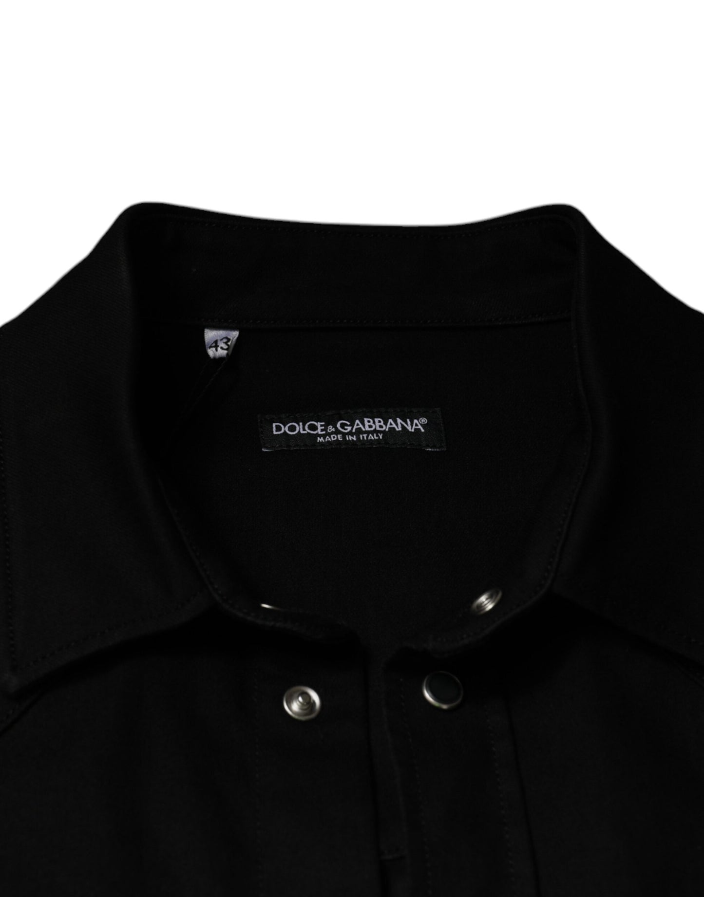 Dolce & Gabbana - Men's Black Cotton Collared Button-Down Shirt