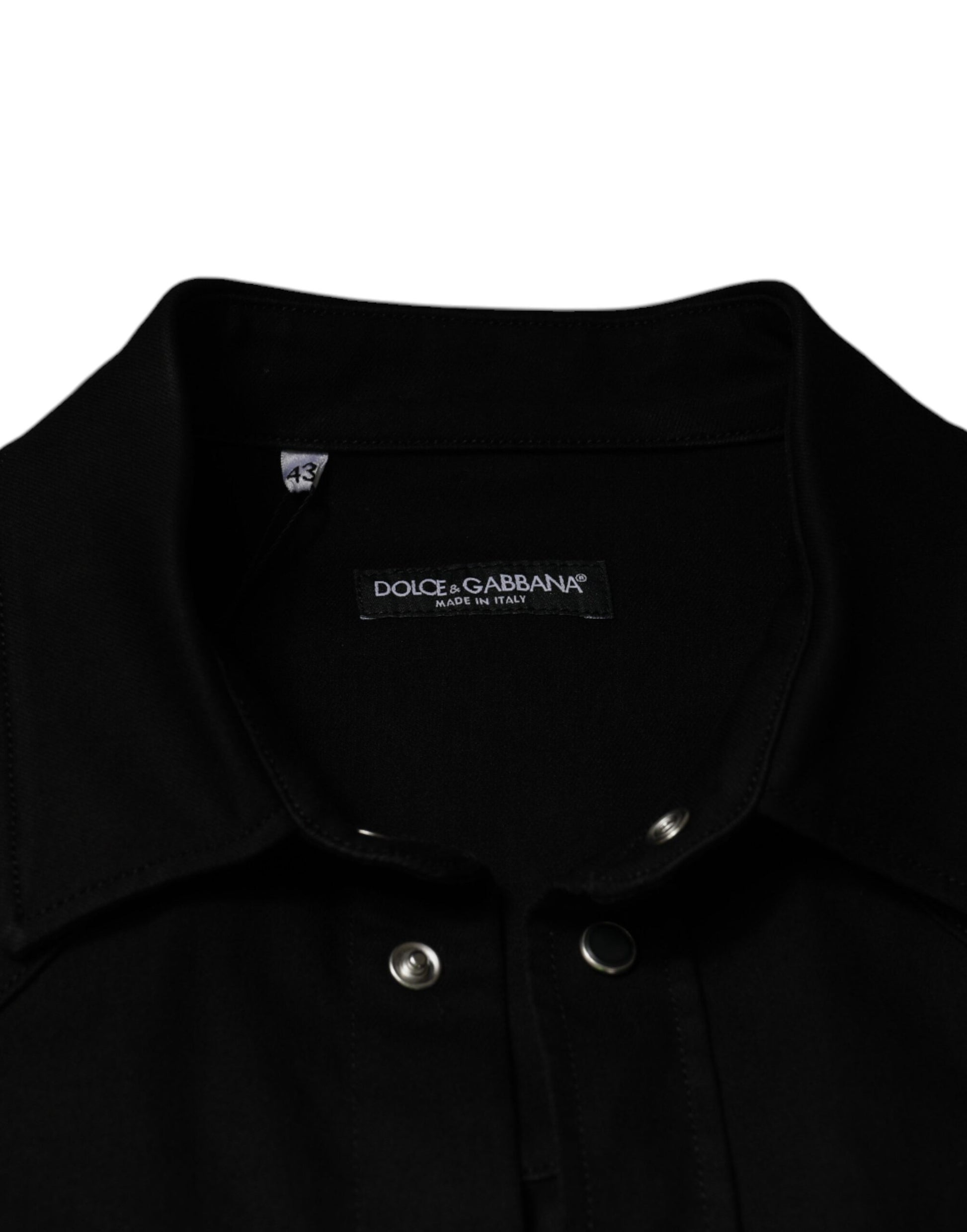 Dolce & Gabbana - Men's Black Cotton Collared Button-Down Shirt