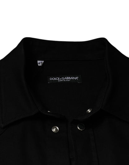 Dolce & Gabbana - Men's Black Cotton Collared Button-Down Shirt
