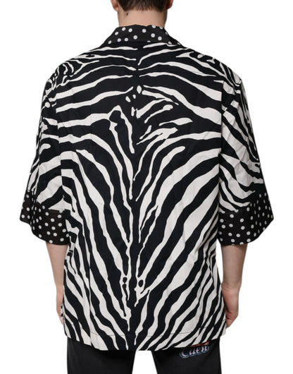 Dolce & Gabbana - Men's Black & White Zebra Print Oversize Button-Down Shirt