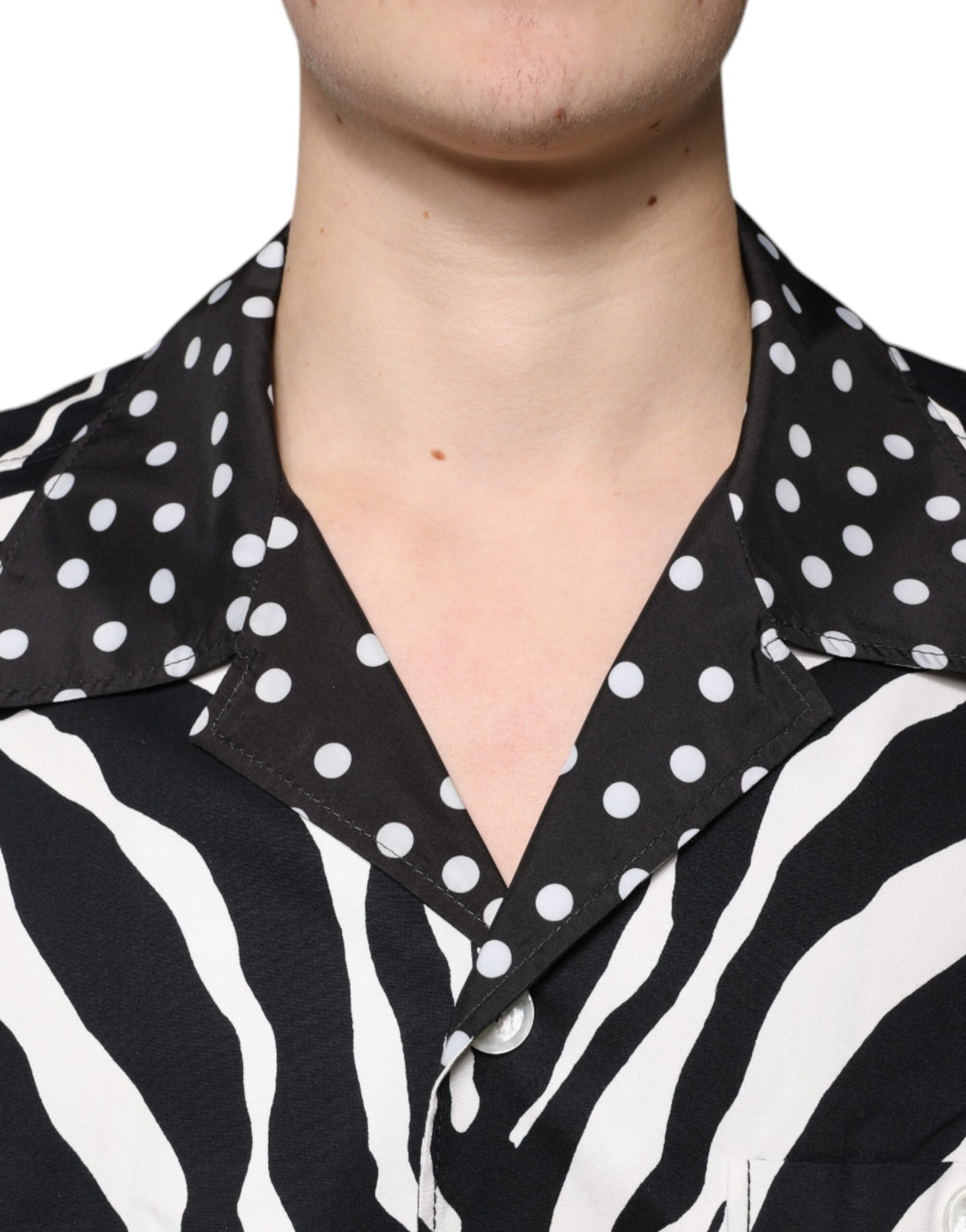 Dolce & Gabbana - Men's Black & White Zebra Print Oversize Button-Down Shirt