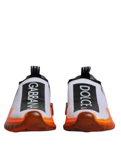 Dolce & Gabbana - Women's White & Orange Slip On Sorrento Sneakers Shoes