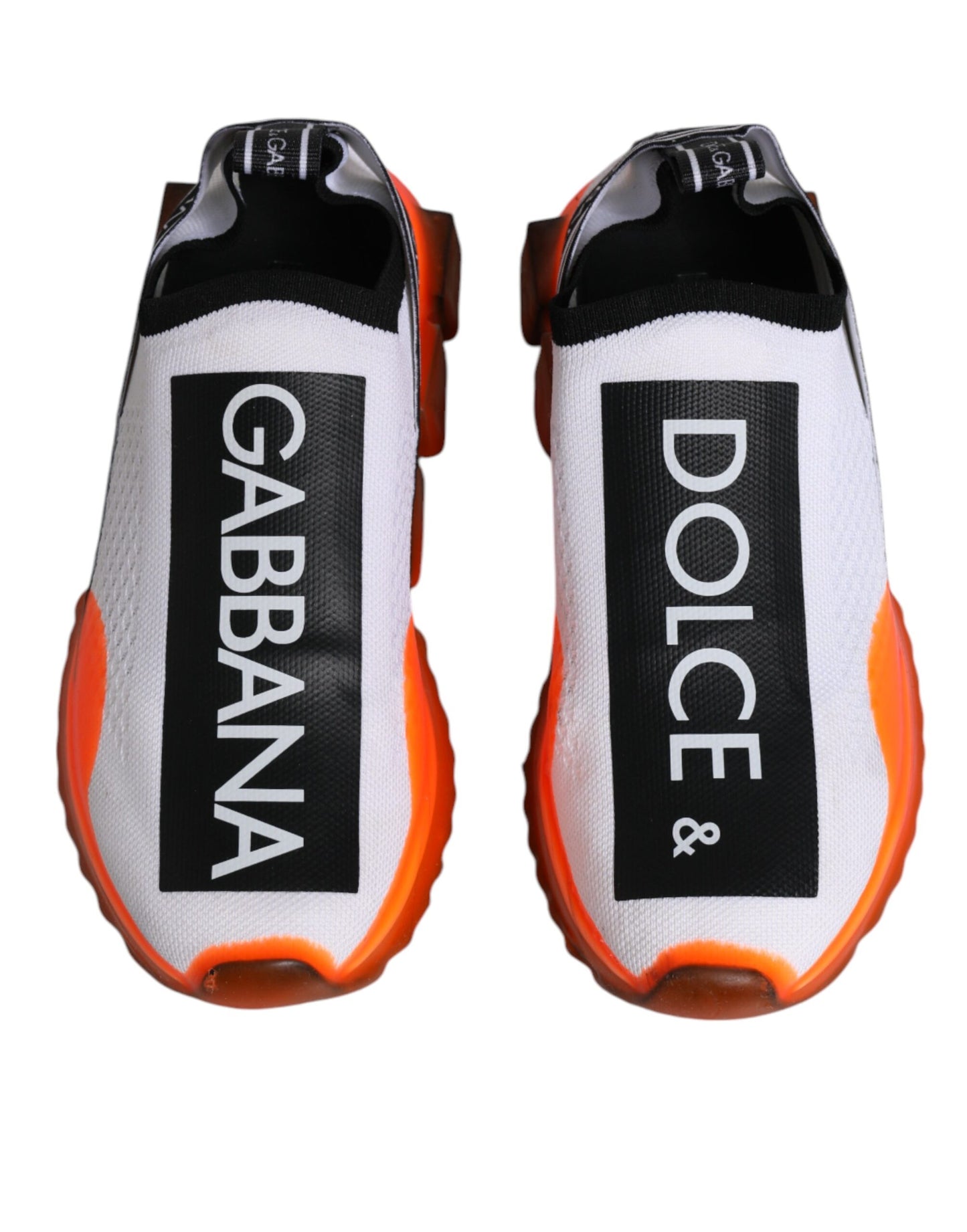 Dolce & Gabbana - Women's White & Orange Slip On Sorrento Sneakers Shoes
