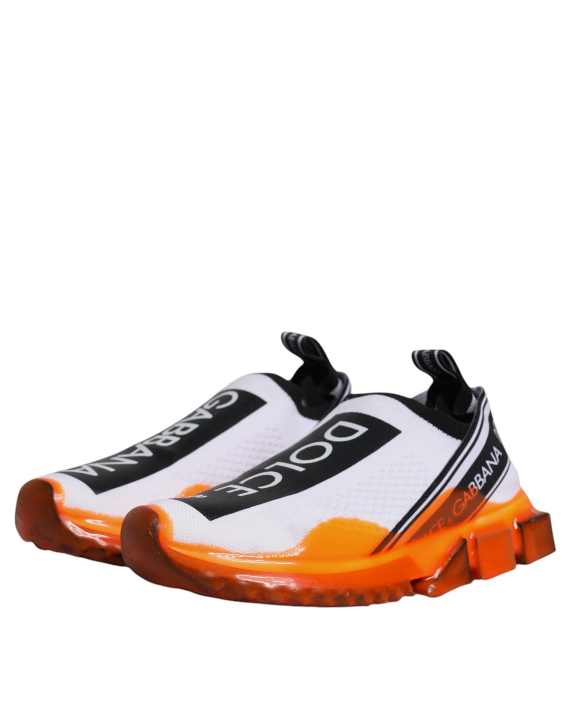 Dolce & Gabbana - Women's White & Orange Slip On Sorrento Sneakers Shoes