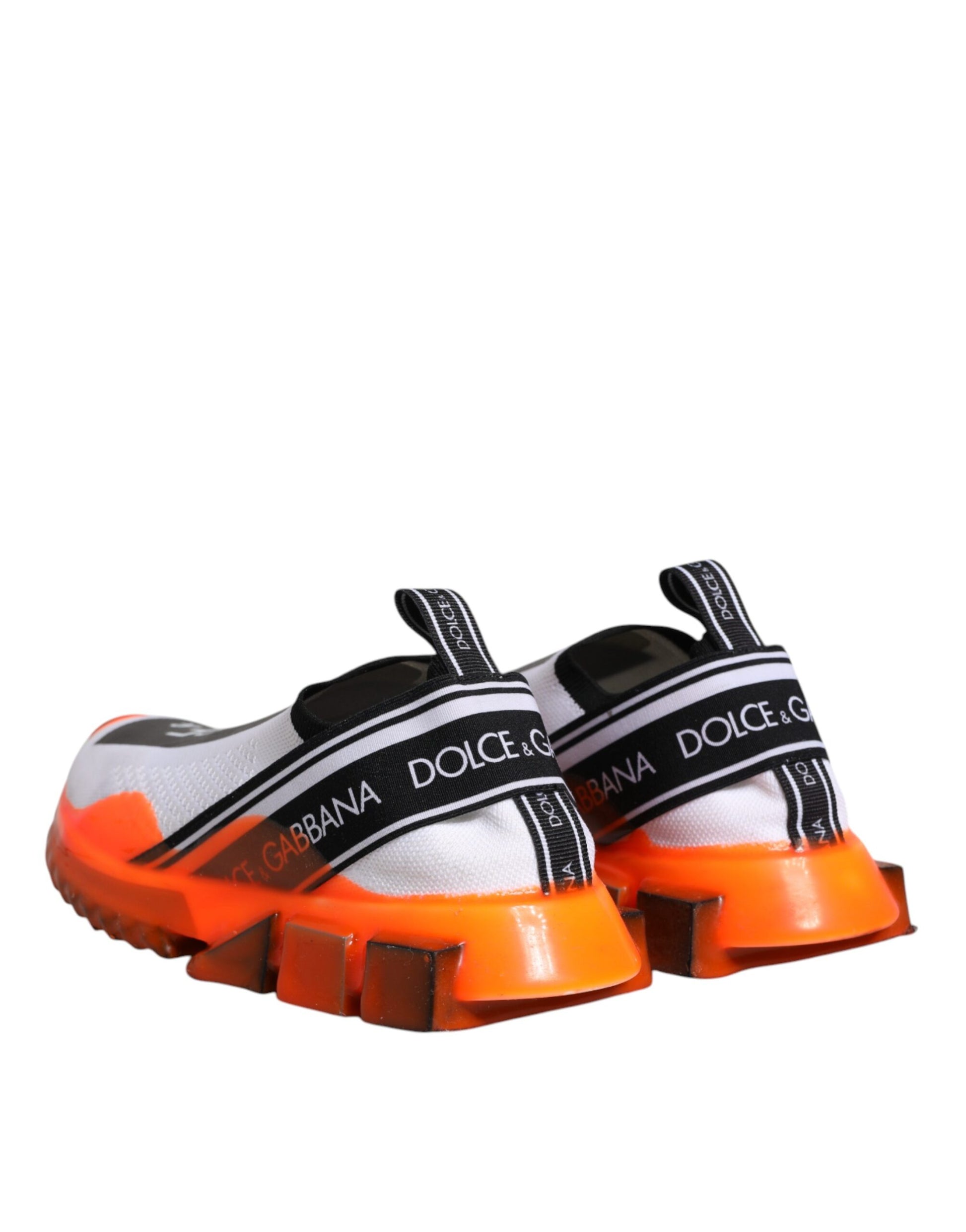 Dolce & Gabbana - Women's White & Orange Slip On Sorrento Sneakers Shoes