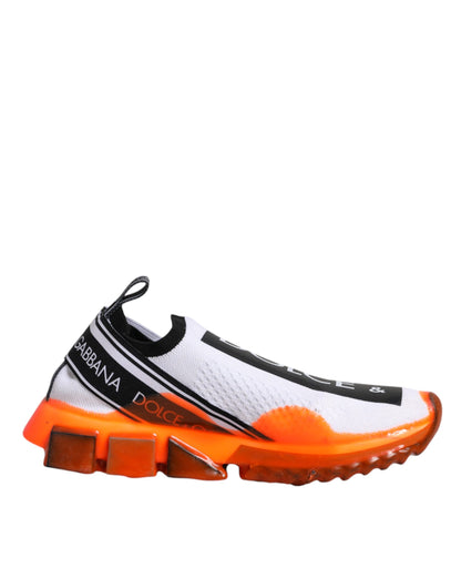 Dolce & Gabbana - Women's White & Orange Slip On Sorrento Sneakers Shoes