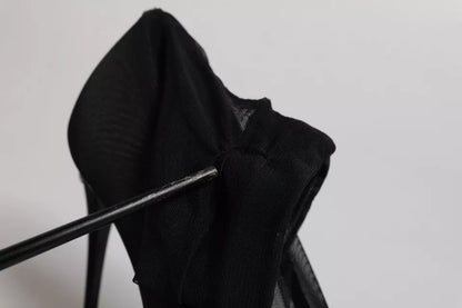 Dolce & Gabbana Black Viscose Mesh Sock Style Boots Shoes