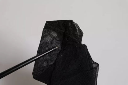 Dolce & Gabbana Black Nylon Mesh Sock Style Boots Shoes