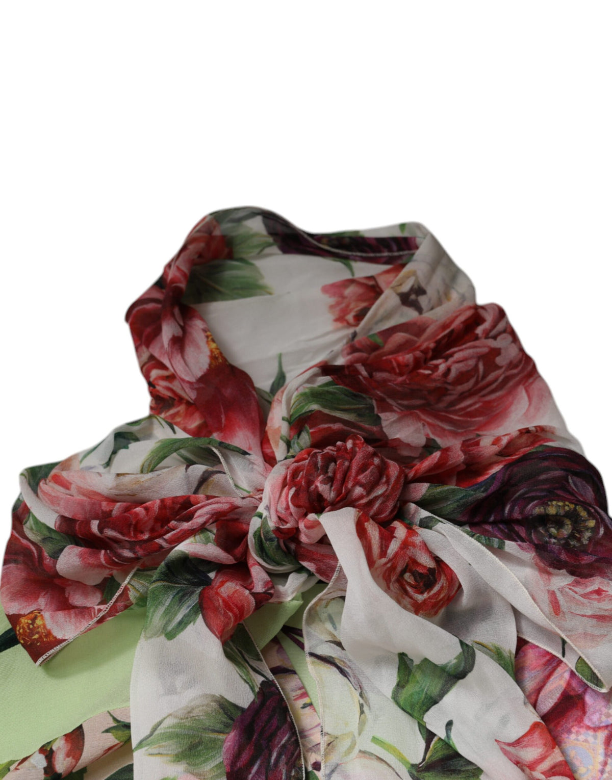 Dolce & Gabbana - Silk Blend Multicolor Floral Patchwork Ascot Collar Top