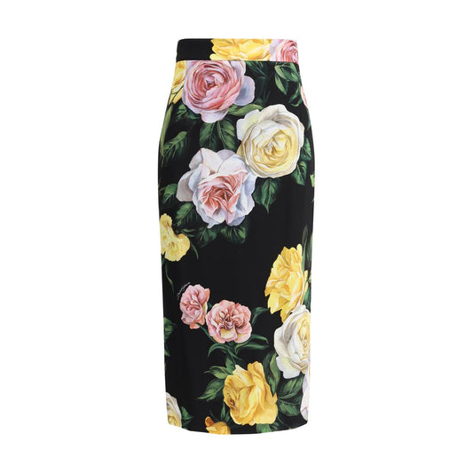 Dolce & Gabbana Rose and Peony Pattern Midi Skirt