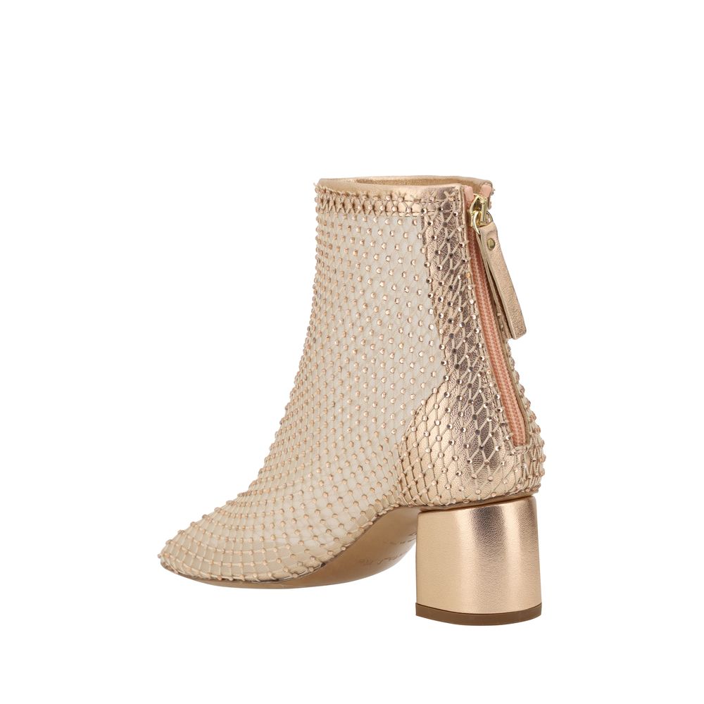 Forte_Forte Gold Strass Mesh Ankle Boots