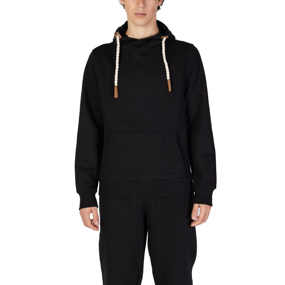 Hydra Clothing - Men's Black Cotton Hoodie with Rope Drawstrings
